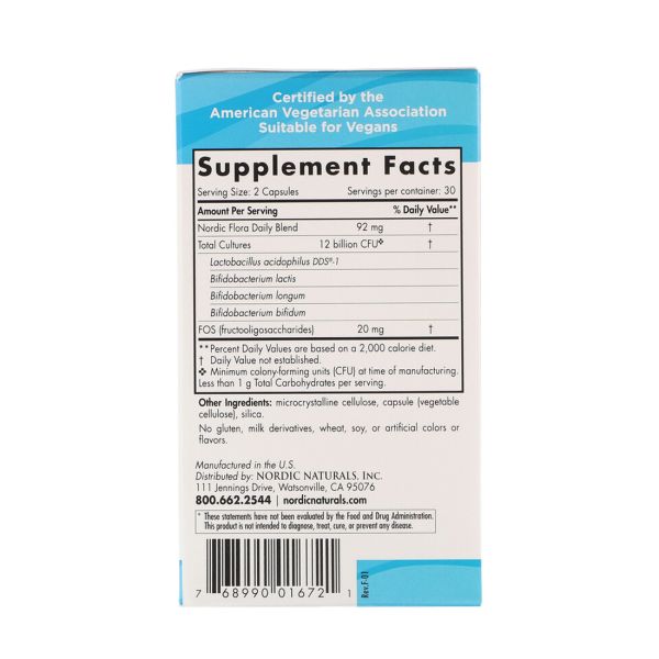 Nordic Naturals Nordic Flora Probiotic Daily - 12 billion - 60 Capsules