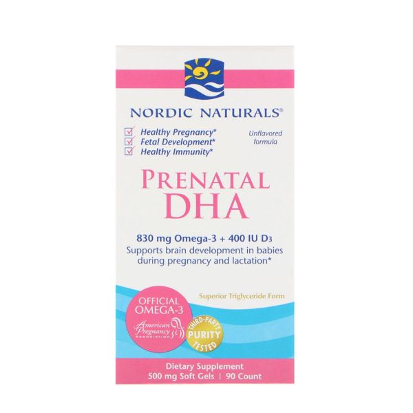 Nordic Naturals Prenatal DHA Unflavored - 500 mg - 90 Softgels