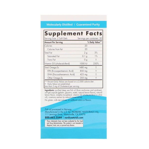 Nordic Naturals Ultimate Omega Xtra Lemon - 1000 mg - 60 Softgels