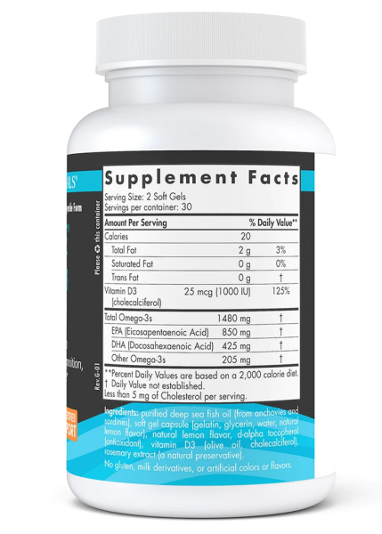 Nordic Naturals Ultimate Omega-D3 Sport - NSF Certified for Sport - 1000 mg - 60 Softgels