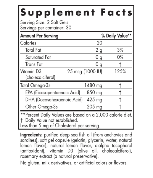 Nordic Naturals Ultimate Omega-D3 Sport - NSF Certified for Sport - 1000 mg - 60 Softgels