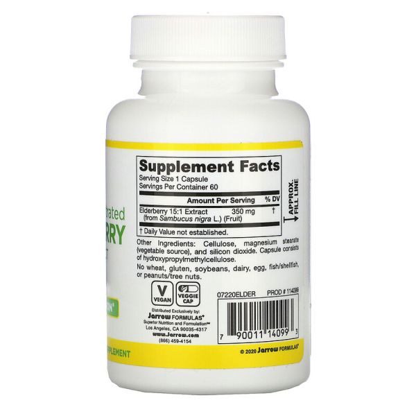 Jarrow Formulas Highly Concentrated Elderberry Extract 60 Veggie Caps