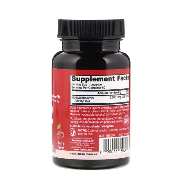 Jarrow Formulas Methyl B-12 - Maximum Strength - 5000 mcg - 60 Chewable Tablets