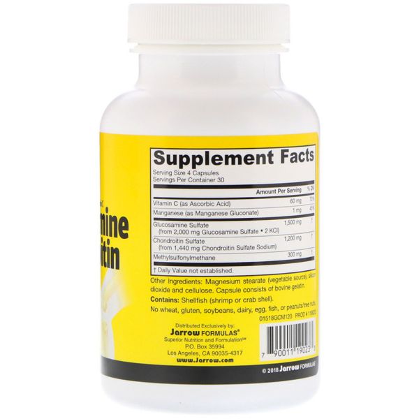 Jarrow Formulas Glucosamine + Chondroitin + MSM - 120 Capsules