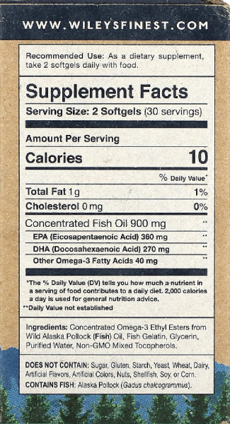 Wiley's Finest Wild Alaskan Fish Oil Easy Swallow Minis - 630 mg - 60 Softgels