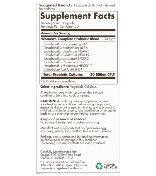 Solgar Women's Complete Probiotic 30B 30 Capsule
