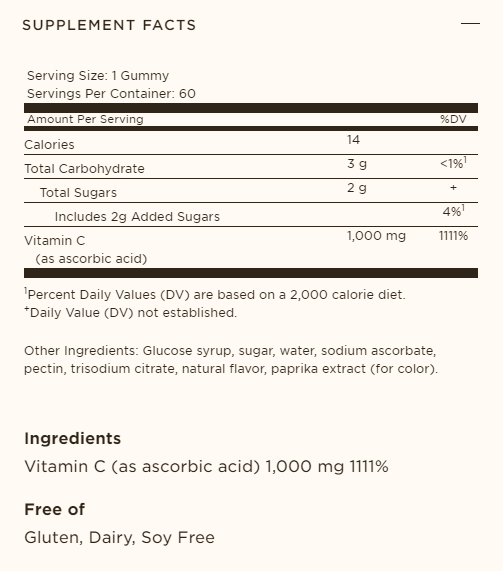 Solgar Ultra Potency Vitamin C Gummies Tart Orange - 1000 mg - 60 Gummies