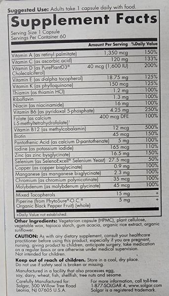 Solgar ONE DAILY MEN’S MULTI 60 CAPSULES