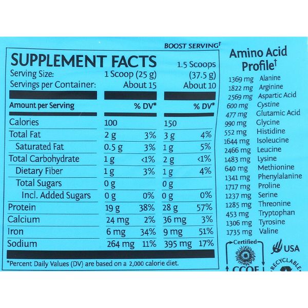 Sunwarrior Warrior Blend Plant-Based Organic Protein Natural - 13.2 oz