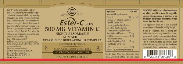 Solgar Ester-C® Plus Vitamin C - 500 mg - 50 Vegetable Capsules