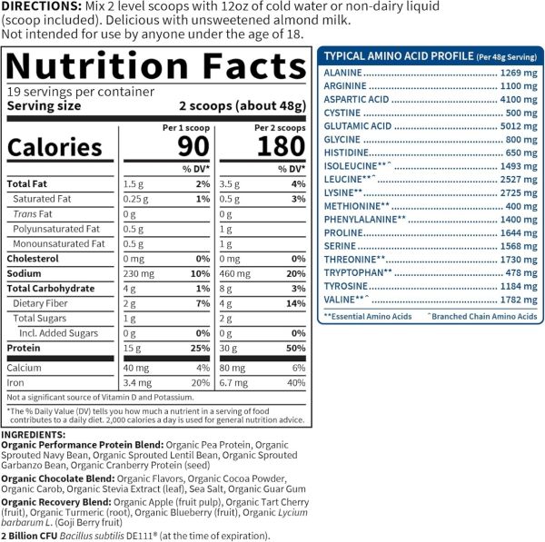 Garden of Life Sport Organic Plant-Based Protein - NSF Certified Sport Chocolate - 32.17 oz