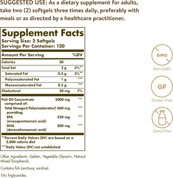 Solgar, Omega-3 Fish Oil Concentrate, 240 Softgels