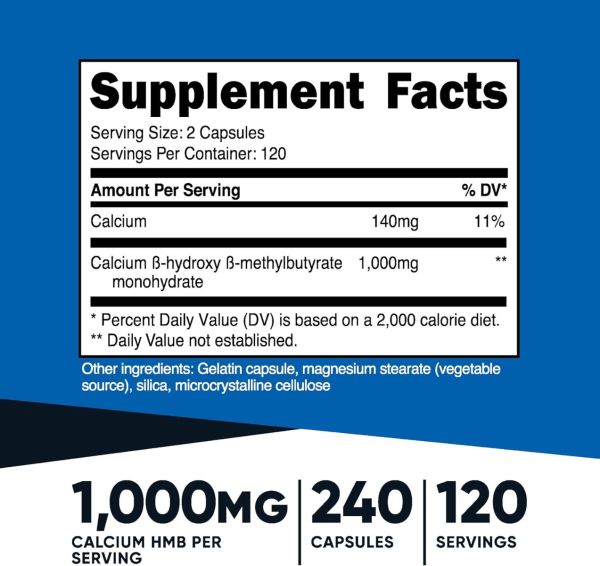 Nutricost HMB B-Hydroxy B-Methylbutyrate - 1000 mg - 240 Capsules