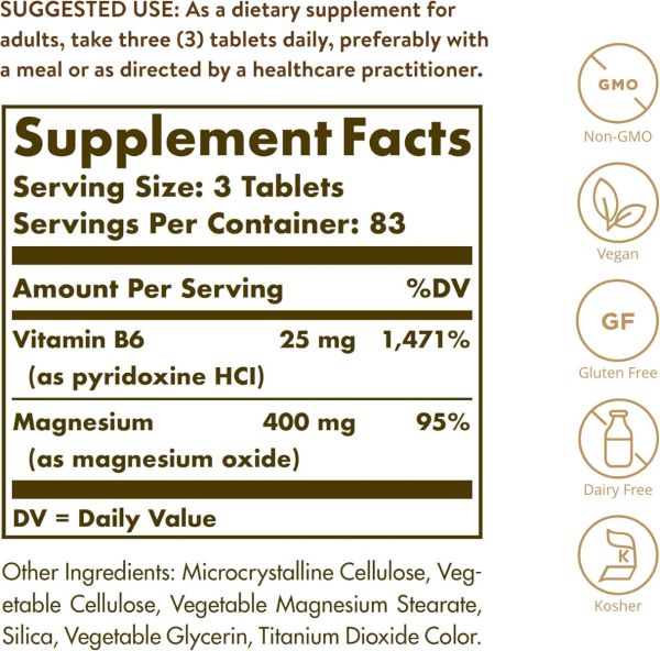 Solgar Magnesium with Vitamin B6 - 250 Tablets