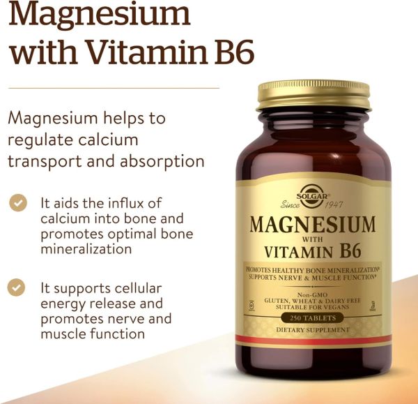 Solgar Magnesium with Vitamin B6 - 250 Tablets