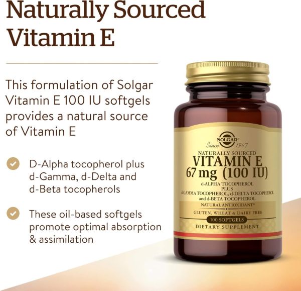 Solgar Vitamin E - 67 mg - 100 Softgels