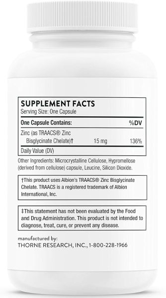 Thorne Zinc Bisglycinate - 15 mg - 60 Capsules