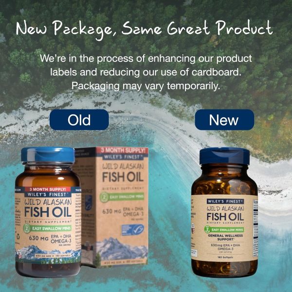 Wiley's Finest Wild Alaskan Fish Oil Easy Swallow Minis - 630 mg - 180 Softgels