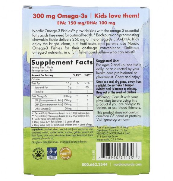 Nordic Naturals Omega-3 Fishies Tutti Frutti - 36 Gummies