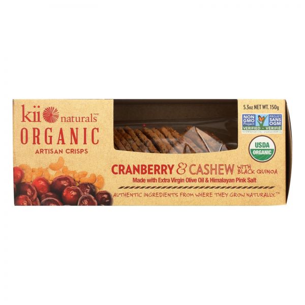 Kii Naturals Organic Cranberry Cashew Artisan Crisps Case Of 6 5 3 Oz Organic Basic Food Kii Naturals Organic Cranberry Cashew Artisan Crisps Case Of 6 5 3 Oz Organic Basic Food