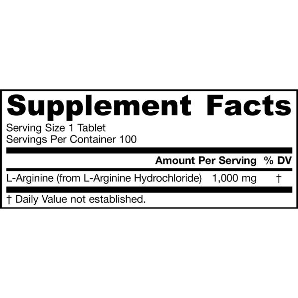 Jarrow Formulas Arginine - 1000 mg - 100 Tablets