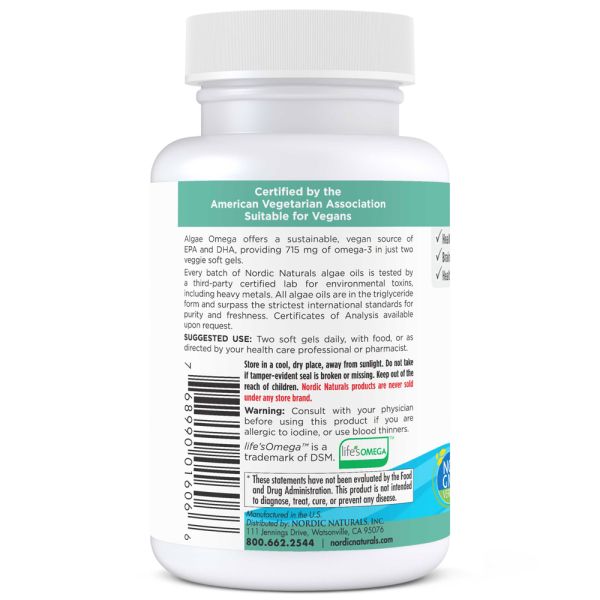 Nordic Naturals Algae Omega Plant -Based Vegan Omega-3S - 715 mg - 60 Softgels