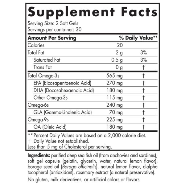 Nordic Naturals Complete Omega Fish Oil and GLA Lemon - 635 mg - 60 Softgels