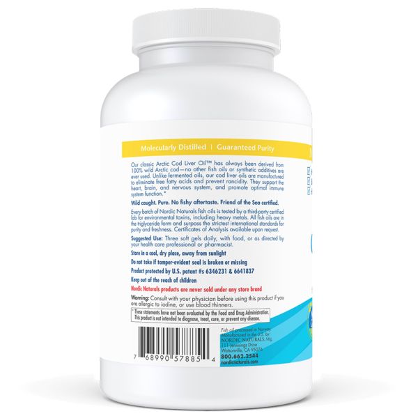 Nordic Naturals Arctic Cod Liver Oil Lemon Fish Oil - 750 mg - 180 Softgels