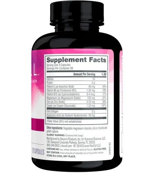 NeoCell Marine Collagen Type 1 & 3 Hyaluronic Acid - 2 g - 120 Capsules