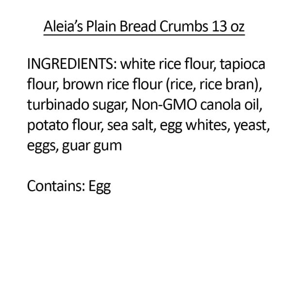 Aleia's Gluten Free Plain Bread Crumbs - 13 oz