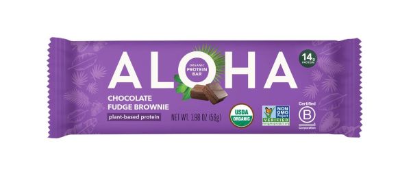 ALOHA Organic Plant Based Protein Bar, Chocolate Fudge Brownie - 1.98 oz