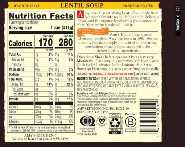 Amy's Organic Soup, Lentil - 14.5 fl oz