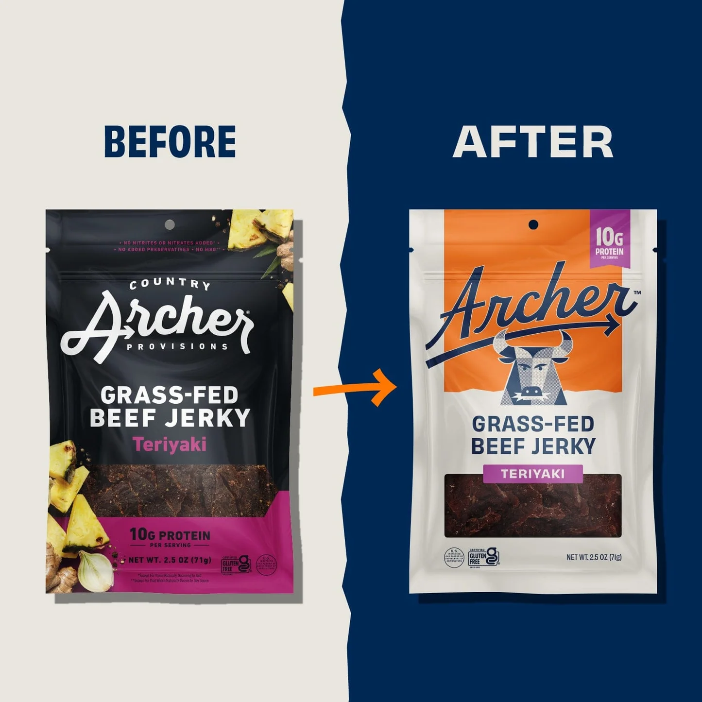 Country Archer Grass-Fed Beef Jerky, Teriyaki - 2.5 oz