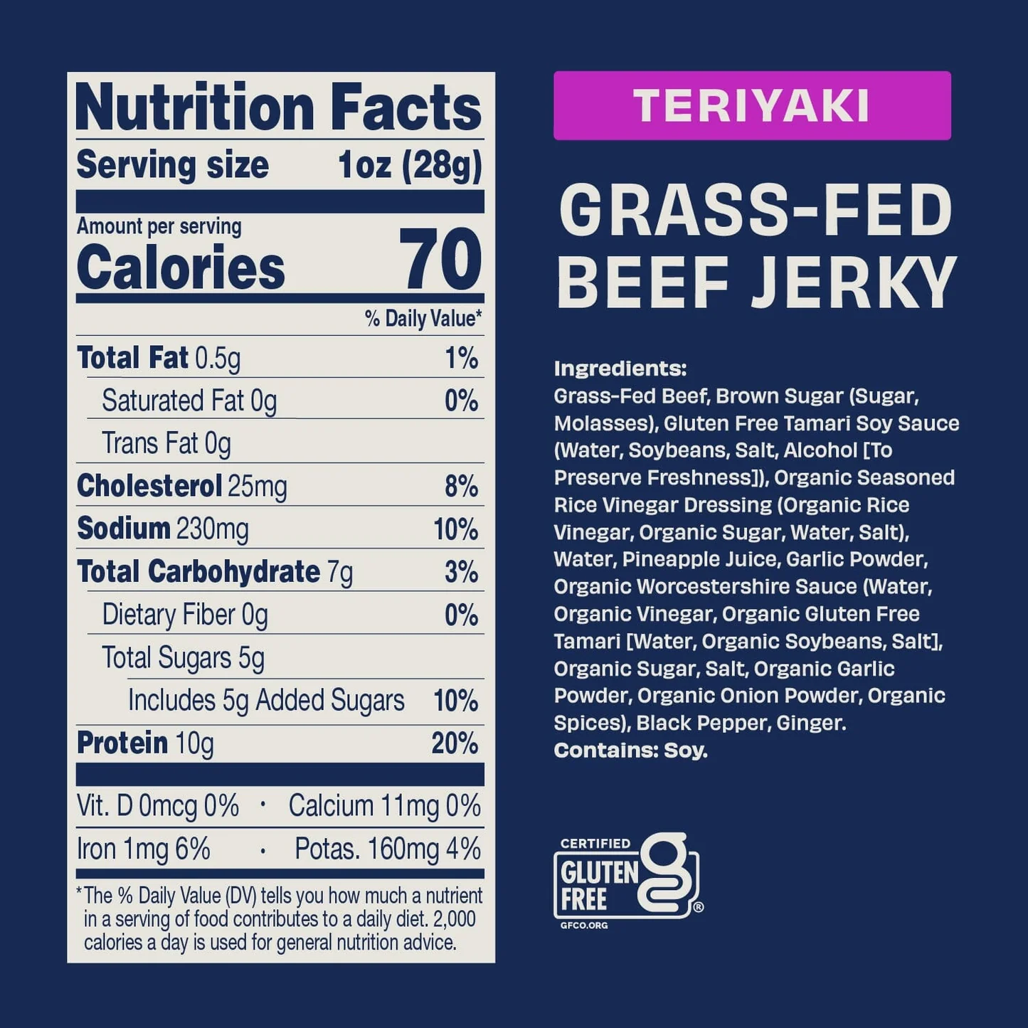Country Archer Grass-Fed Beef Jerky, Teriyaki - 2.5 oz