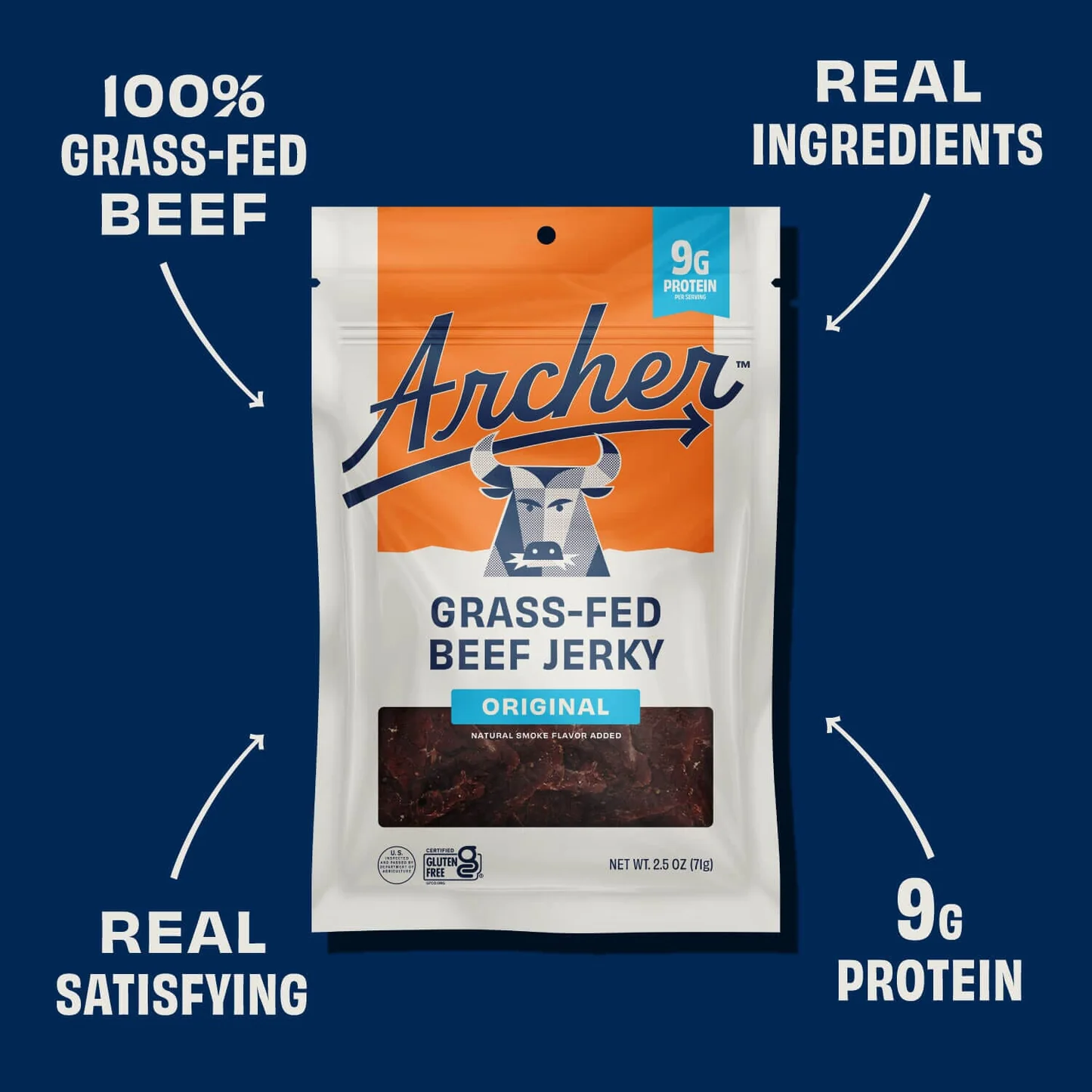Country Archer Grass-Fed Beef Jerky, Original - 2.5 oz