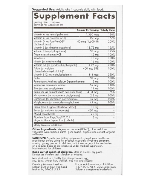 Solgar, One Daily Women's Multi 50+, 60 Capsules