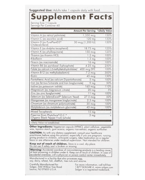 Solgar, One Daily Women's Multi, 60 Capsules
