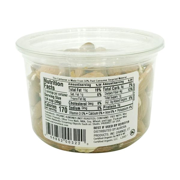 Aurora Products Organic Almonds, Raw - 9.5 oz