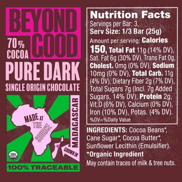 Beyond Good Organic 70% Madagascar Dark Chocolate Bar - 2.64 oz