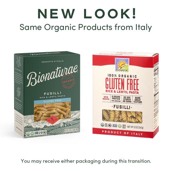 Bionaturae Organic Gluten Free Rice & Lentil Fusilli Pasta - 12 oz