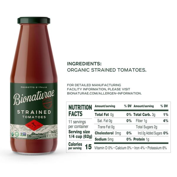 Bionaturae Organic Tomato Paste, No Salt Added, Made in Italy - 7 oz