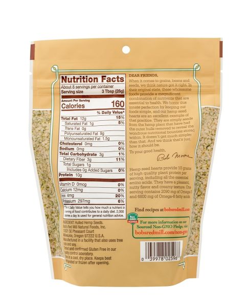 Bob's Red Mill Gluten Free Kosher Hemp Seed Hearts - 8 oz