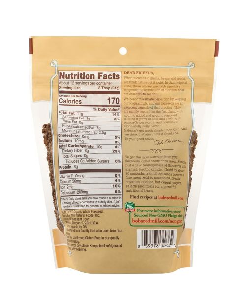 Bob's Red Mill Gluten Free Organic Whole Flaxseed - 13 oz