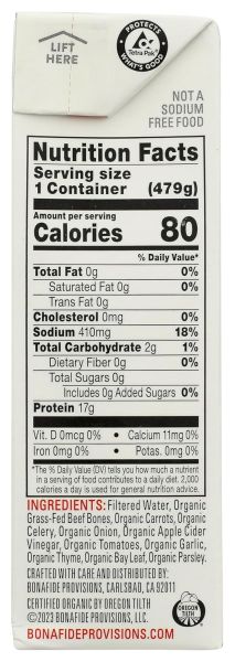 Bonafide Provisions Organic No Salt Added Beef Bone Broth - 16.9 oz