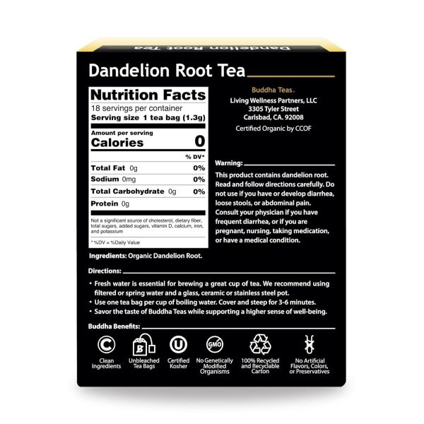 Buddha Teas Organic Dandelion Root Tea - 18 Tea Bags
