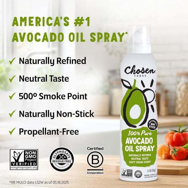 Chosen Foods 100% Pure Avocado Oil Spray, Non-GMO - 4.7 fl oz