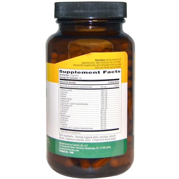 Country Life Max-Amino Caps with Vitamin B-6 180 Vegetarian Capsules