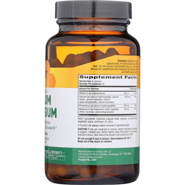 Country Life Calcium-Magnesium with Vitamin D Complex 120 Vegetarian Capsules