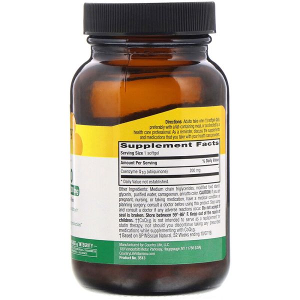 Country Life CoQ10 - 200 mg - 60 Vegan Softgels