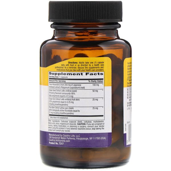 Country Life Resveratrol Plus 60 Vegan Capsules
